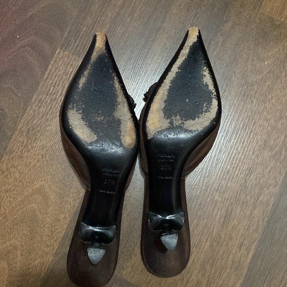 PRADA Italian Made Jewelled Satin Brown Heel 3’ Approx Mules Size 7.5’ - Picture 10 of 14